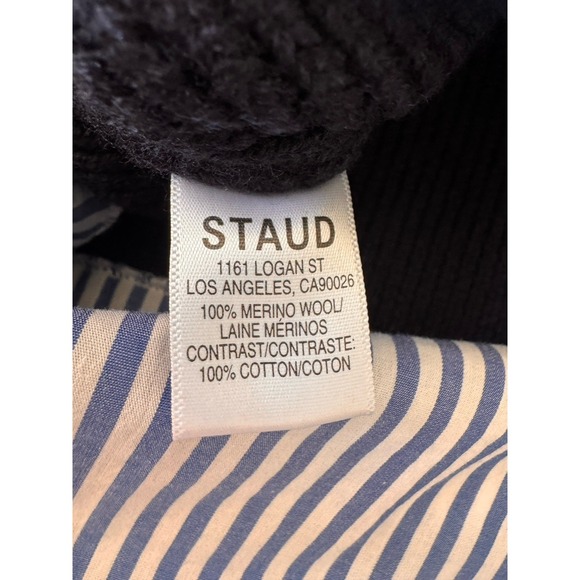 STAUD Bridget Wool Sweater Shirt Dress Womens Size Small Navy - Picture 13 of 13